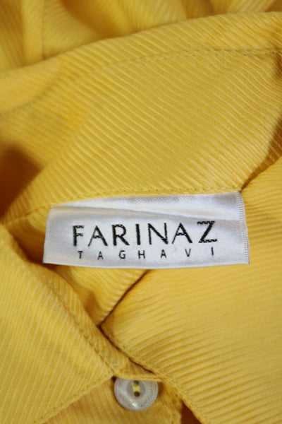 Farinaz Taghavi Womens Long Sleeves Button Down Shirt Yellow Cotton Size 6