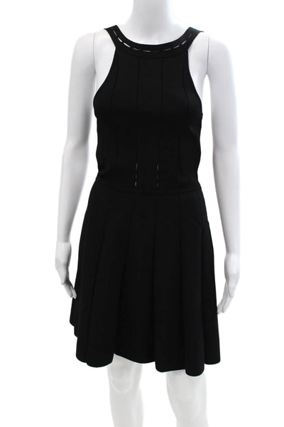 Cushnie Et Ochs Women's Round Neck Sleeveless Fit Flare Mini Dress Black Size M