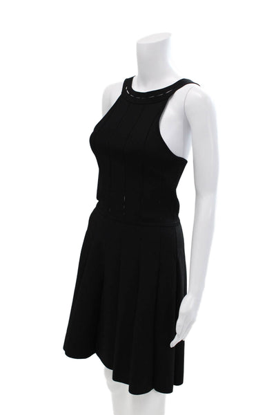 Cushnie Et Ochs Women's Round Neck Sleeveless Fit Flare Mini Dress Black Size M