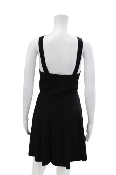 Cushnie Et Ochs Women's Round Neck Sleeveless Fit Flare Mini Dress Black Size M