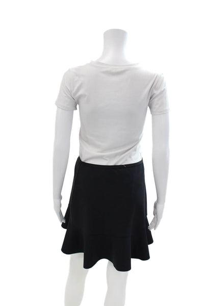 Karla Colletto Women's Pull-On Unlined Flare Mini Skirt Navy Blue Size M