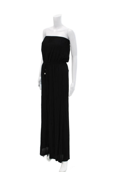 Elan Women's Strapless Sqiare Neck Cinch Waist Wide Leg Jumpsuit Black Size M