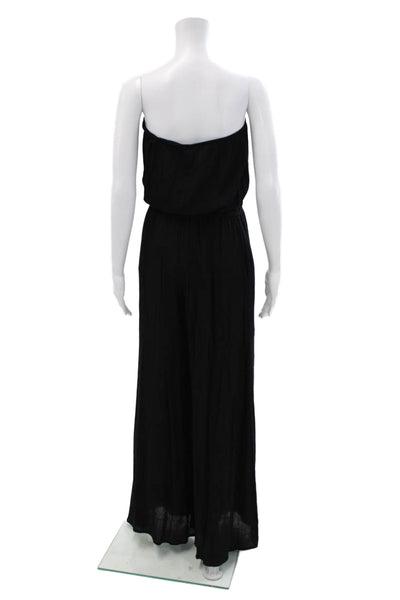 Elan Women's Strapless Sqiare Neck Cinch Waist Wide Leg Jumpsuit Black Size M
