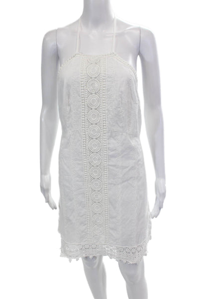 Melissa Odabash Womens Cotton Eyelet Halter Neck Sleeveless Dress White Size M