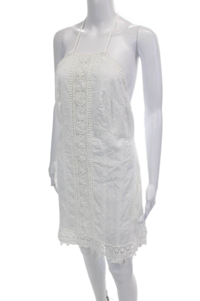 Melissa Odabash Womens Cotton Eyelet Halter Neck Sleeveless Dress White Size M