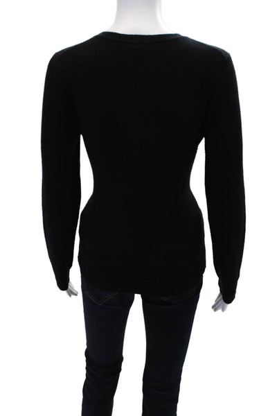 Goldie Womens Cashmere Long Sleeve Round Neck Casual Knit Sweater Black Size S