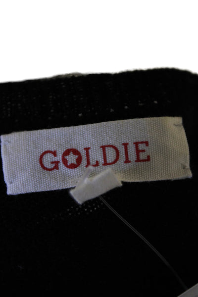 Goldie Womens Cashmere Long Sleeve Round Neck Casual Knit Sweater Black Size S