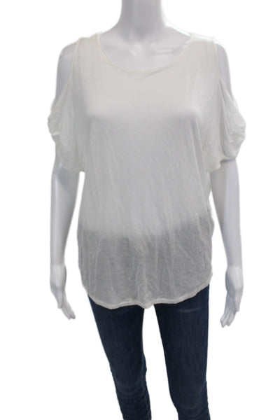 Rag & Bone Jean Womens Scoop Neck Cold Shoulder Tee Shirt White Size Medium