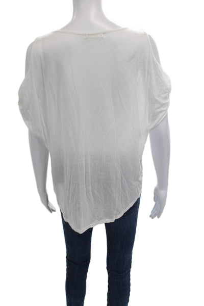 Rag & Bone Jean Womens Scoop Neck Cold Shoulder Tee Shirt White Size Medium