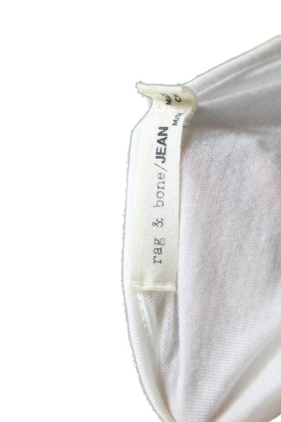 Rag & Bone Jean Womens Scoop Neck Cold Shoulder Tee Shirt White Size Medium