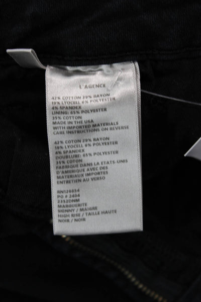 L'Agence Women's Midrise Five Pocket Skinny Denim Pants Black Size 28