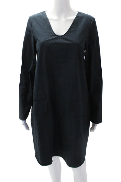 COS Womens Cotton V-Neck Double Pocket Lightweight Knee Length Dress Blue Size 6