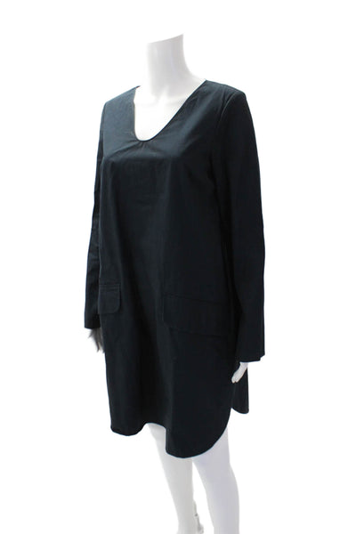 COS Womens Cotton V-Neck Double Pocket Lightweight Knee Length Dress Blue Size 6