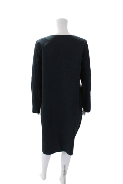 COS Womens Cotton V-Neck Double Pocket Lightweight Knee Length Dress Blue Size 6