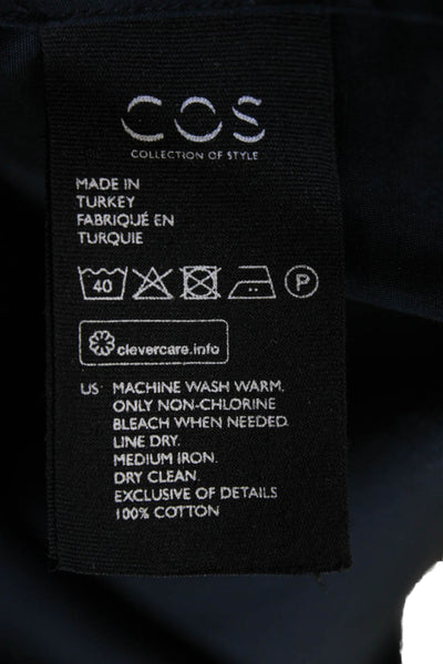 COS Womens Cotton V-Neck Double Pocket Lightweight Knee Length Dress Blue Size 6