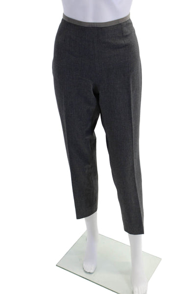 Peserico Womens High Rise Side Zipper Pleated Straight Leg Pants Gray Size 46