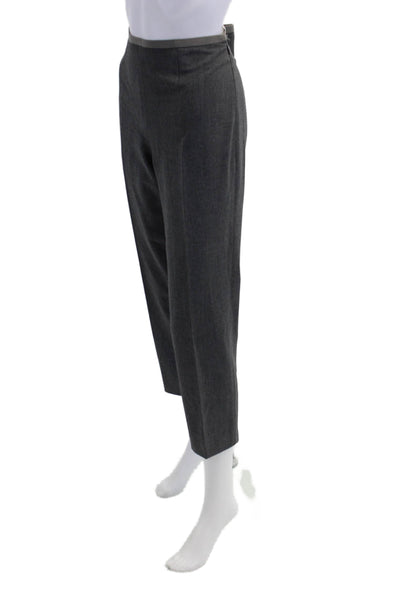 Peserico Womens High Rise Side Zipper Pleated Straight Leg Pants Gray Size 46