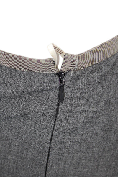Peserico Womens High Rise Side Zipper Pleated Straight Leg Pants Gray Size 46