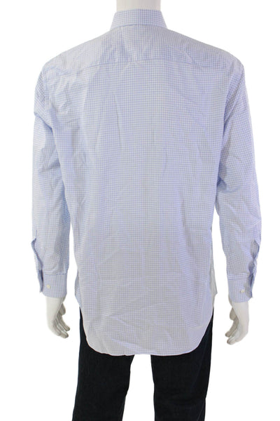 Emporio Armani Mens Plaid Modern Fit Button Down Dress Shirt Blue Size 41 16