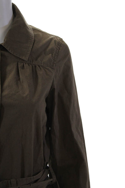 Marc By Marc Jacobs Womens Button Down Belted Coat Brown Cotton Size Extra Small