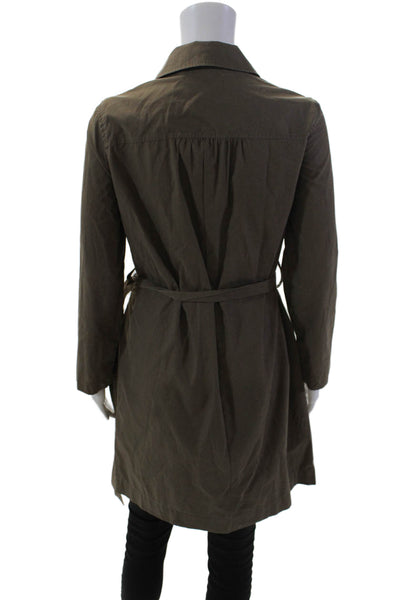Marc By Marc Jacobs Womens Button Down Belted Coat Brown Cotton Size Extra Small