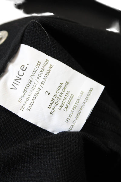 Vince Womens Zipper Fly Mid Rise Knit Flare Leg Trouser Pants Black Size 2