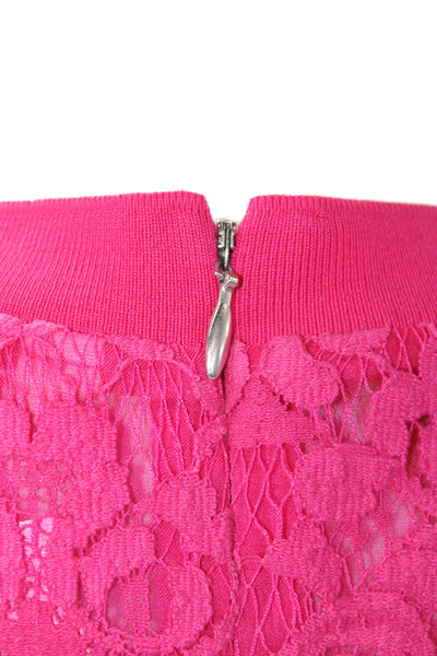 Rebecca Taylor Womens Cotton Short Sleeve Round Neck Lace Top Pink Size 0