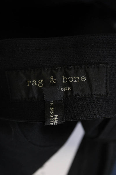 Rag & Bone Womens High Rise Zipper Ankle Slim Leg Pants Black Cotton Size 6