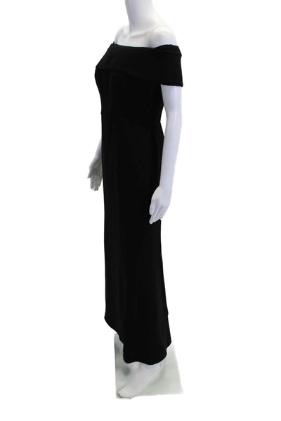 Calvin Klein Womens Banded Off The Shoulder Solid Evening Gown Black Size 4