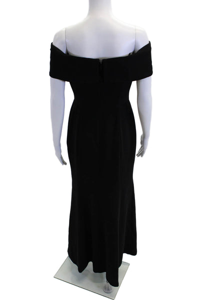 Calvin Klein Womens Banded Off The Shoulder Solid Evening Gown Black Size 4