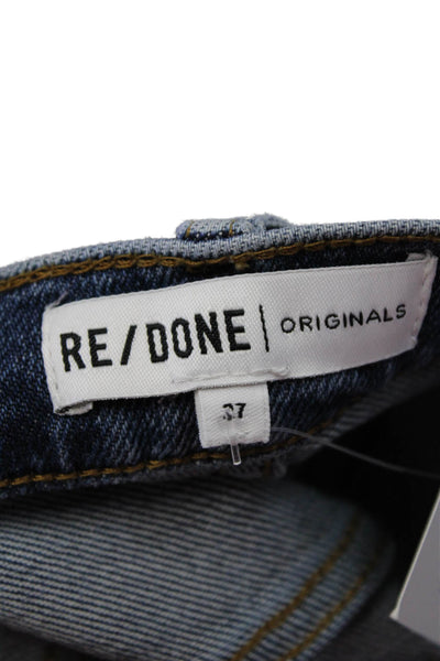 Re/Done Womens Cotton Distressed 5 Pocket High-Rise Tapered Jeans Blue Size 27