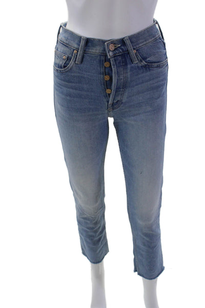 Mother Womens Cotton Light Wash Skinny Buttoned Mid-Rise Jeans Blue Size 23