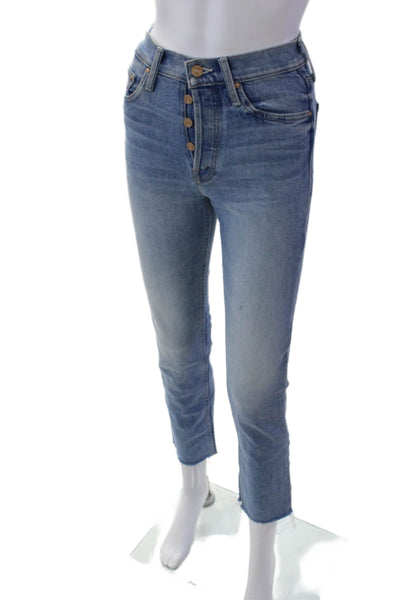Mother Womens Cotton Light Wash Skinny Buttoned Mid-Rise Jeans Blue Size 23