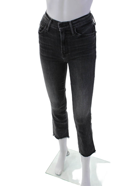 Mother Womens Cotton Mid-Rise Zippered Bootcut Denim Jeans Black Size 23