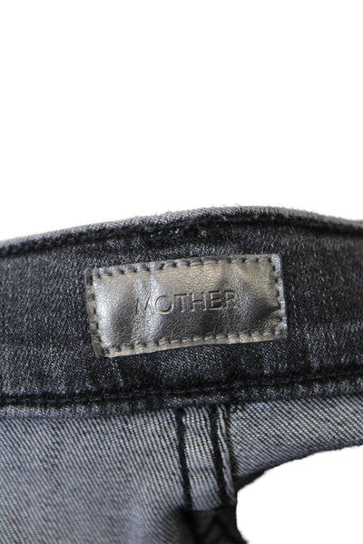 Mother Womens Cotton Mid-Rise Zippered Bootcut Denim Jeans Black Size 23