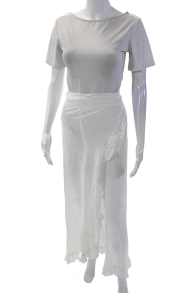 La Belle Ile Saint Barth Womens Knit Cover Up Wrap Maxi Skirt White One Size