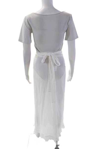 La Belle Ile Saint Barth Womens Knit Cover Up Wrap Maxi Skirt White One Size