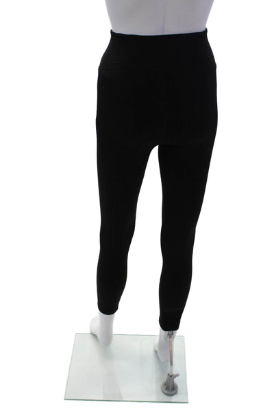 Year Of Ours Womens Lace Up High Rise Ribbed Knit Leggings Black Size Small