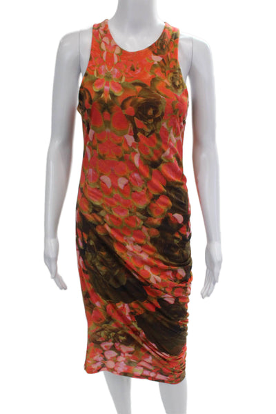 Alexander McQueen Womens Floral Printed Asymmetrical Dress Orange Size M