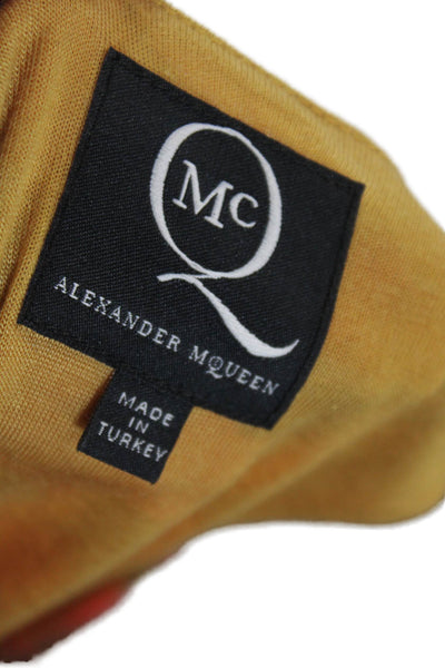 Alexander McQueen Womens Floral Printed Asymmetrical Dress Orange Size M