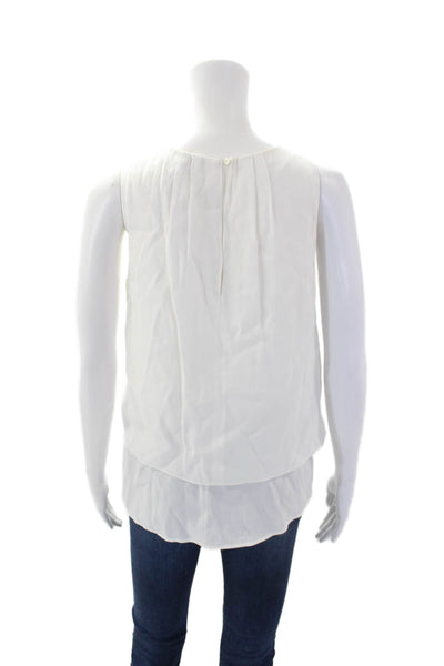 J Crew Womens Sleeveless Round Neck Tiered Tank Top Solid White Size 0