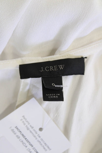 J Crew Womens Sleeveless Round Neck Tiered Tank Top Solid White Size 0