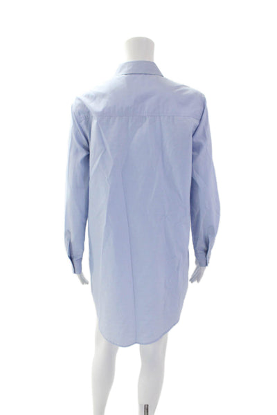 Do+Be Womens Collar Pockets Button Front Long Sleeve Shirt Dress Blue Size S