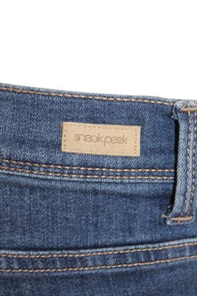 Sneak Peek Womens High Rise Distress Plaid Patch Skinny Leg Jeans Blue Size 3