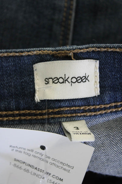Sneak Peek Womens High Rise Distress Plaid Patch Skinny Leg Jeans Blue Size 3