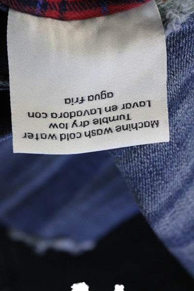 Sneak Peek Womens High Rise Distress Plaid Patch Skinny Leg Jeans Blue Size 3