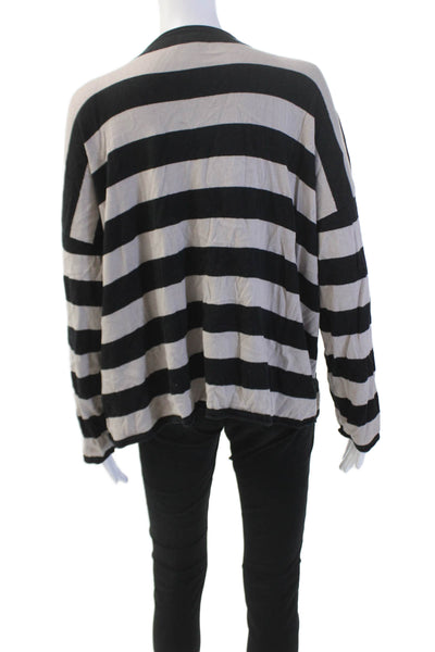 Planet Womens Stripe Printed Drop Shoulder Long Sleeve Blouse Black One Size