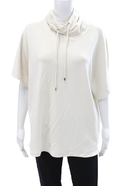Frank Lyman Womens Modal High Neck Short Sleeve Casual Top Nude Size 08