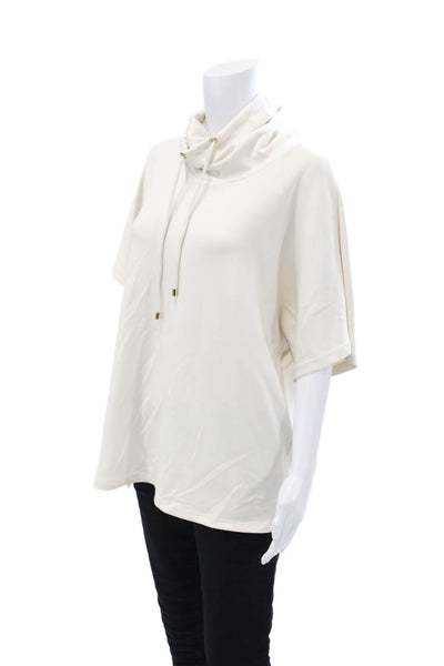 Frank Lyman Womens Modal High Neck Short Sleeve Casual Top Nude Size 08