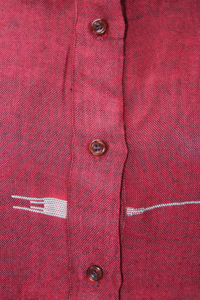 Siwa Womens Printed Half Button Down Shirt Dress Red Beige Cotton Size Small